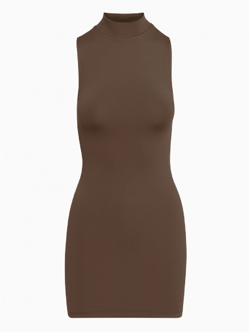 Aritzia Babaton Contour Mock Neck Mini Dress Rich Mocha Brown, Size Small